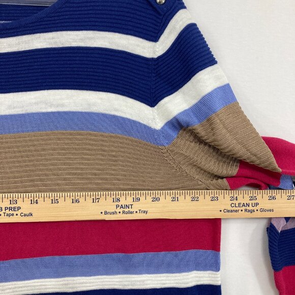 Chico's size XXL/4 Multi Color Striped Knit Crew Neck 3/4 Sleeve Sweater - Picture 6 of 9